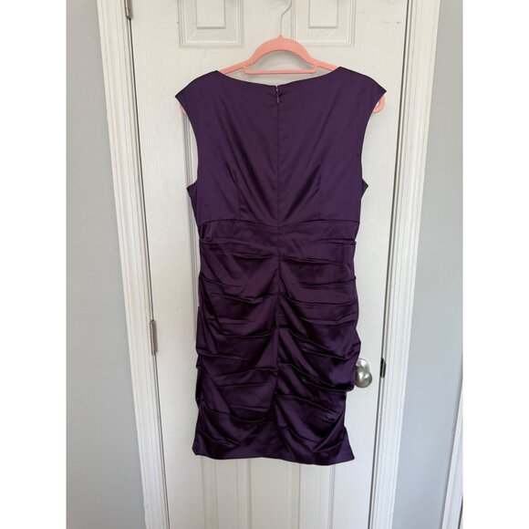 Calvin Klein Purple Sleeveless V-Neck Ruched Mini Sheath Dress 12 - Picture 4 of 8